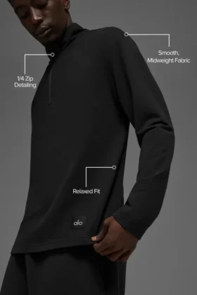 Double Take con maniche lunghe e zip a 1/4 – Nero