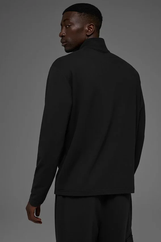 Double Take con maniche lunghe e zip a 1/4 - Nero