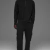 Double Take con maniche lunghe e zip a 1/4 - Nero