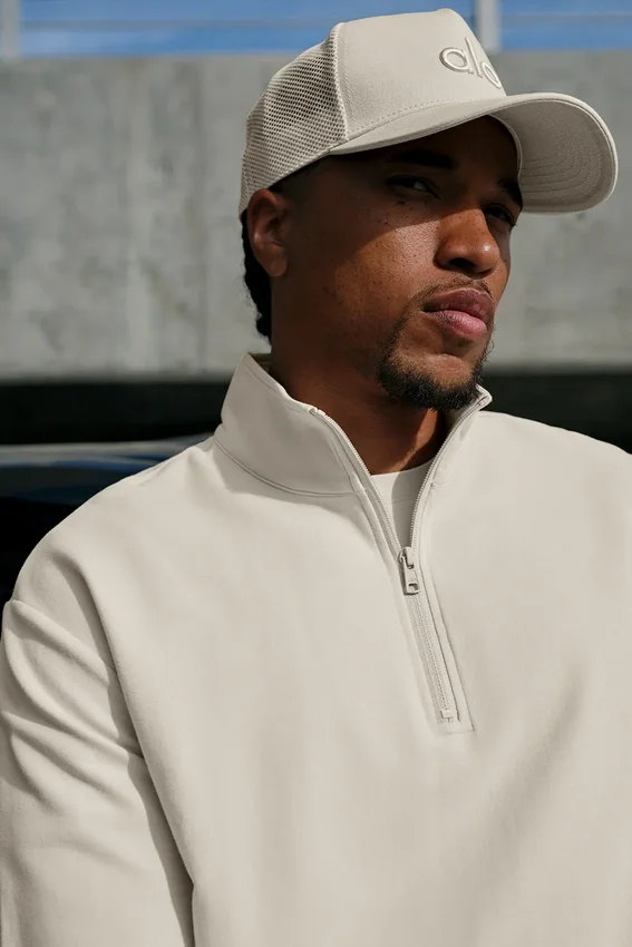 Double Take maniche lunghe con zip a 1/4 - Bone