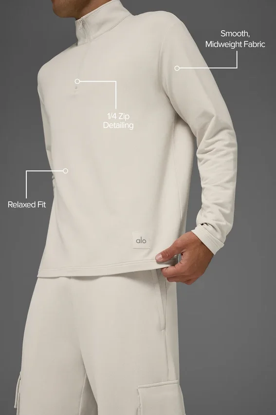 Double Take maniche lunghe con zip a 1/4 - Bone