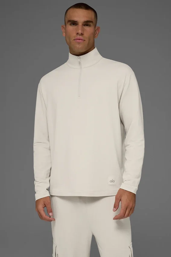 Double Take maniche lunghe con zip a 1/4 - Bone