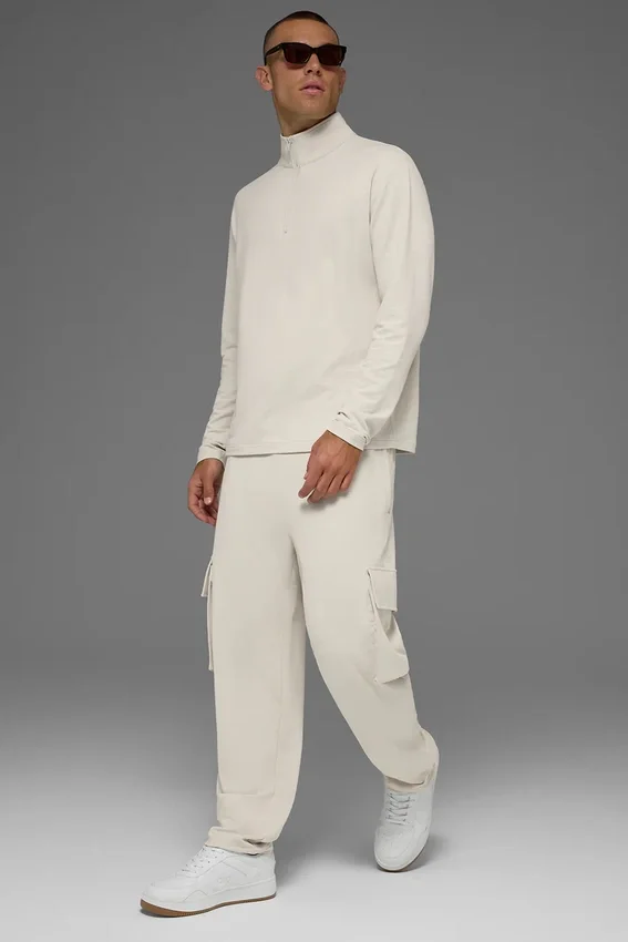 Double Take maniche lunghe con zip a 1/4 - Bone