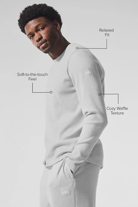 Elevate Waffle con maniche lunghe e collo rotondo - Grigio melange sportivo