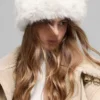Fasce per capelli Wintersun in pelliccia sintetica opulenta - Avorio