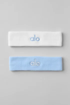 Fascia antisudore Glow (confezione da 2) - Blu conchiglia/Bianco