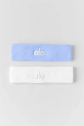 Fascia antisudore Glow (confezione da 2) – Blu Provenza chiaro/Bianco