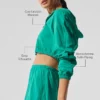 Felpa con cappuccio corta Breezy con zip integrale - Verde abete