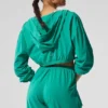 Felpa con cappuccio corta Breezy con zip integrale - Verde abete
