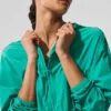 Felpa con cappuccio corta Breezy con zip integrale - Verde abete