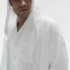 Felpa con cappuccio e bottoni Linen Days - Bianco