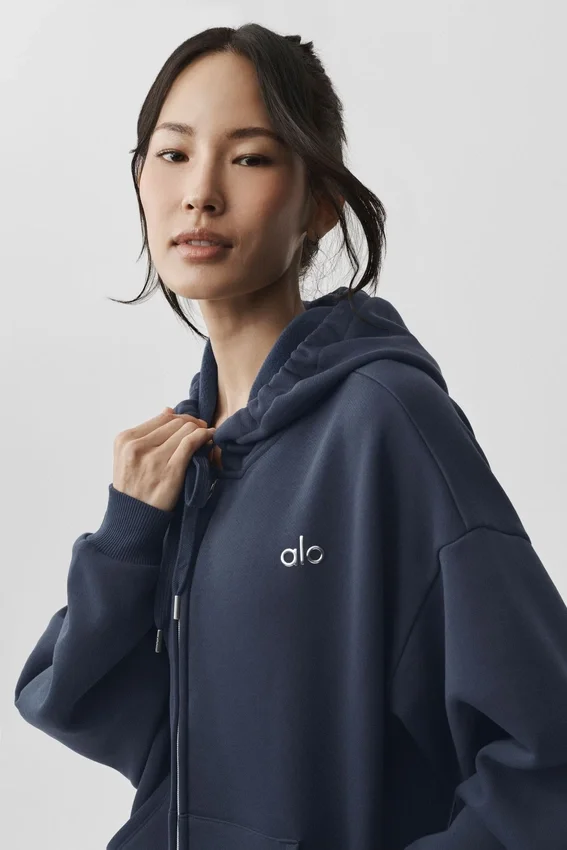 Felpa con cappuccio e zip integrale Accolade - Blu navy