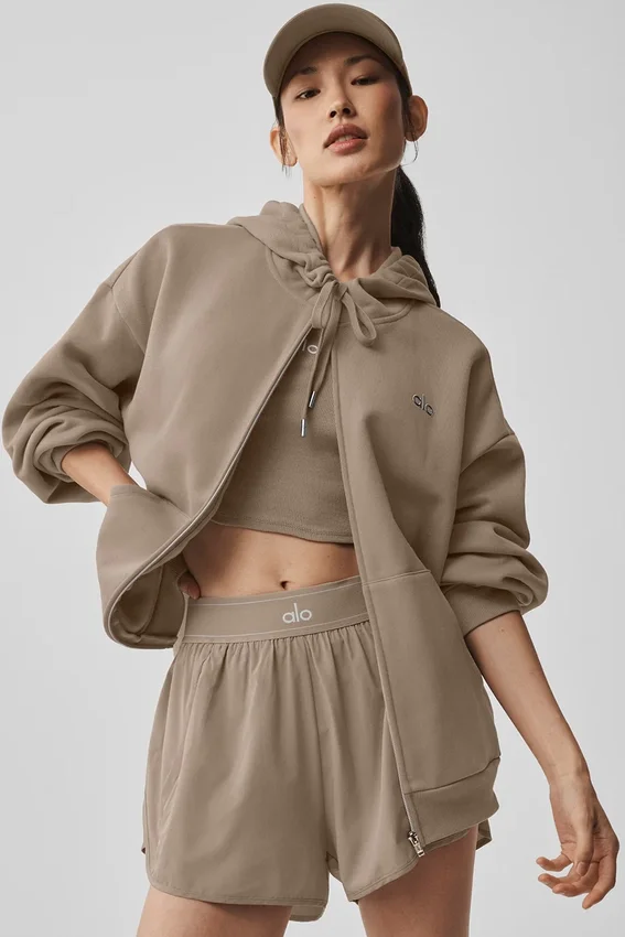 Felpa con cappuccio e zip integrale Accolade - Gravel