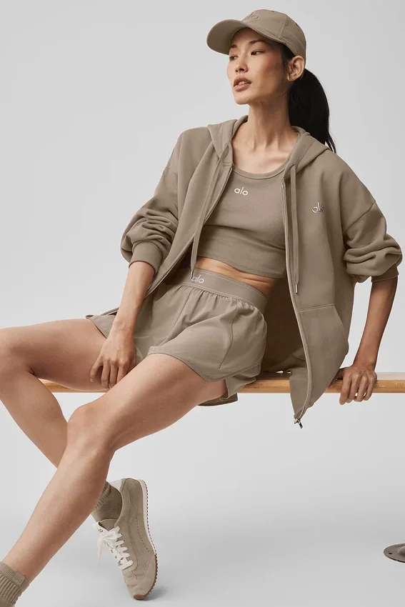 Felpa con cappuccio e zip integrale Accolade - Gravel