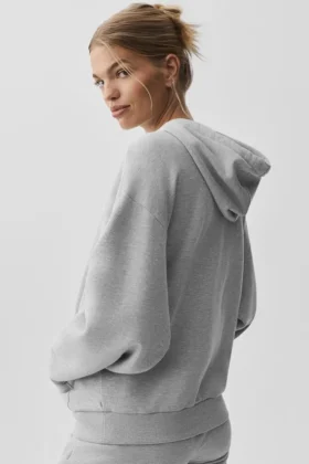 Felpa con cappuccio e zip integrale Accolade – Grigio melange atletico