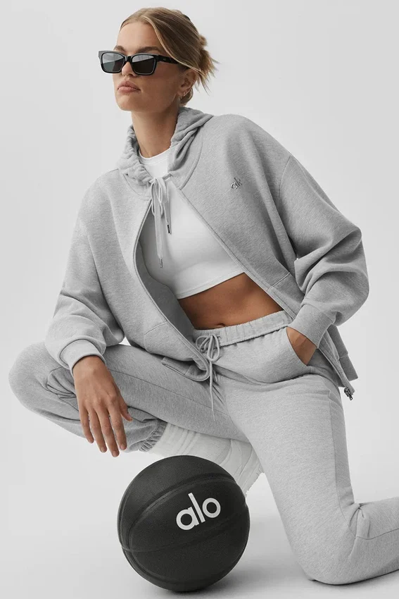 Felpa con cappuccio e zip integrale Accolade - Grigio melange atletico