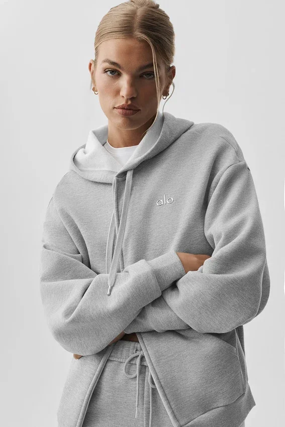 Felpa con cappuccio e zip integrale Accolade - Grigio melange atletico
