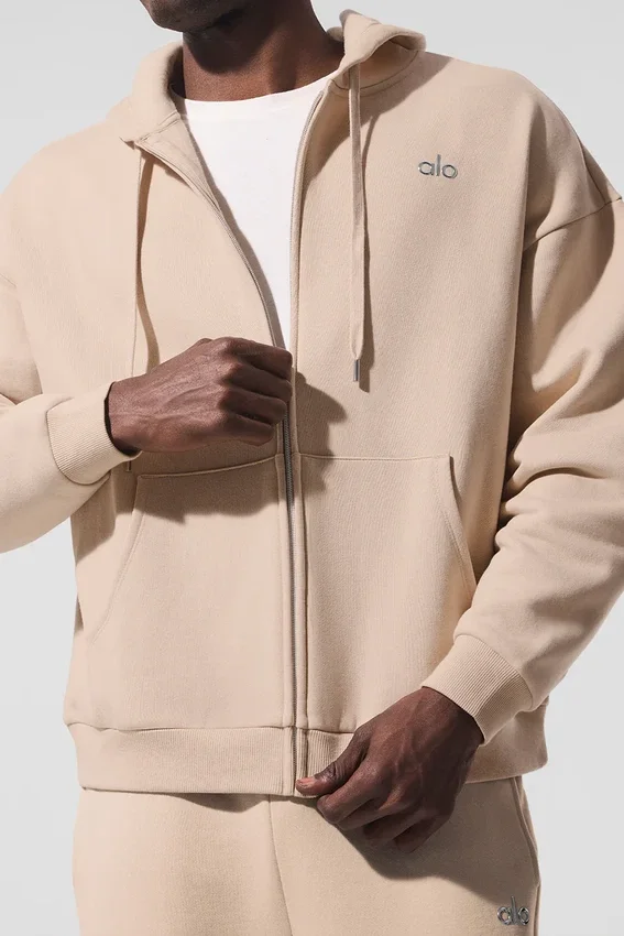Felpa con cappuccio e zip integrale Accolade - Macadamia