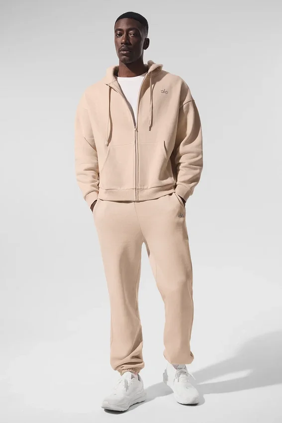 Felpa con cappuccio e zip integrale Accolade - Macadamia