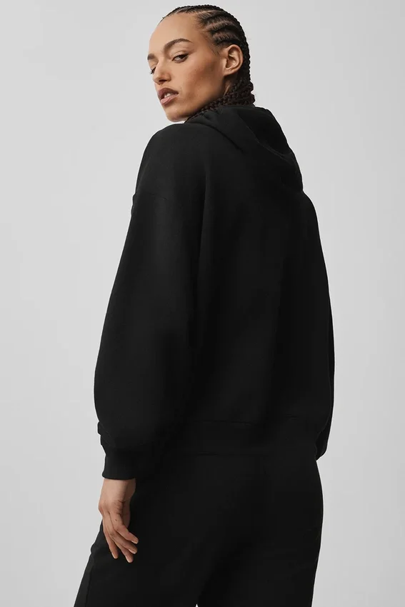 Felpa con cappuccio e zip integrale Accolade - Nero