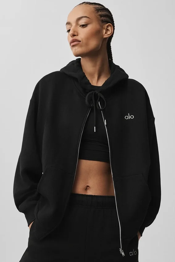 Felpa con cappuccio e zip integrale Accolade - Nero