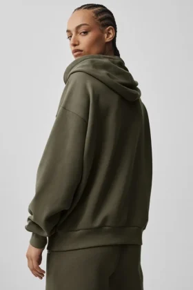 Felpa con cappuccio e zip integrale Accolade – Olive Tree