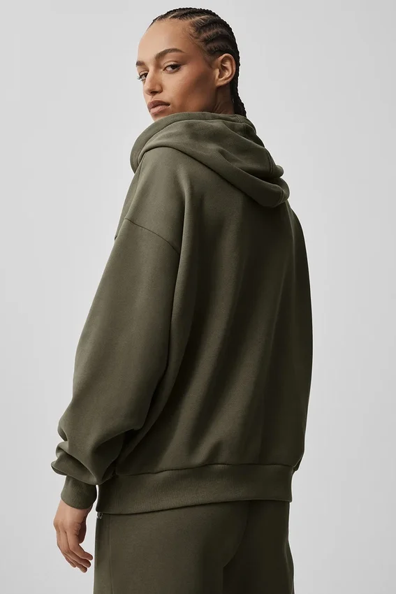 Felpa con cappuccio e zip integrale Accolade - Olive Tree