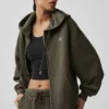 Felpa con cappuccio e zip integrale Accolade - Olive Tree