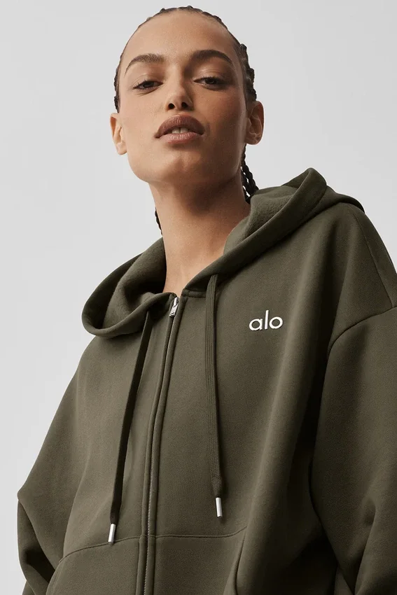 Felpa con cappuccio e zip integrale Accolade - Olive Tree