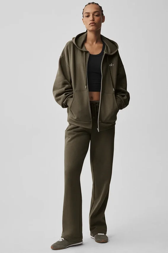 Felpa con cappuccio e zip integrale Accolade - Olive Tree