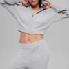 Felpa con cappuccio e zip integrale in cashmere a trama waffle - Grigio melange sportivo