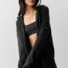 Felpa con cappuccio e zip integrale in lana e cashmere della linea New Class - Nero