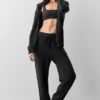 Felpa con cappuccio e zip integrale in lana e cashmere della linea New Class - Nero