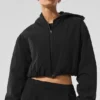 Felpa con cappuccio e zip integrale Mountain Peak corta - Nero