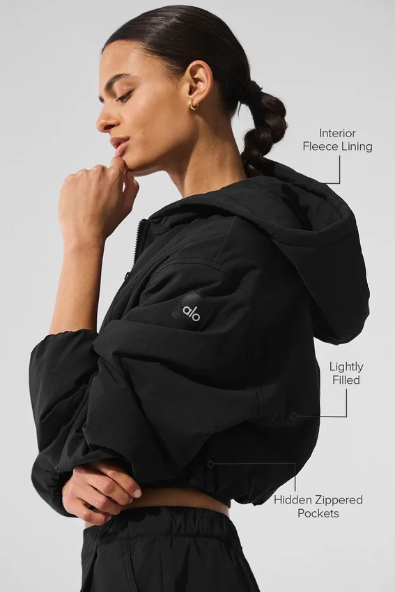 Felpa con cappuccio e zip integrale Mountain Peak corta - Nero