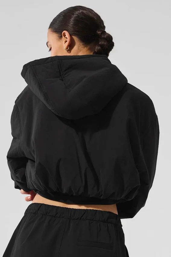 Felpa con cappuccio e zip integrale Mountain Peak corta - Nero