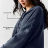 Felpa con cappuccio e zip integrale New Class in misto lana e cashmere - Blu navy