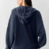 Felpa con cappuccio e zip integrale New Class in misto lana e cashmere - Blu navy
