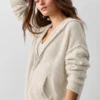 Felpa con cappuccio e zip integrale New Class in misto lana e cashmere - Grigio avena melange