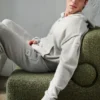 Felpa con cappuccio e zip integrale New Class in misto lana e cashmere - Grigio perla melange