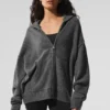 Felpa con cappuccio e zip integrale New Class in misto lana e cashmere - Grigio platino