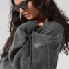 Felpa con cappuccio e zip integrale New Class in misto lana e cashmere - Grigio platino