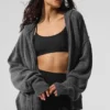 Felpa con cappuccio e zip integrale New Class in misto lana e cashmere - Grigio platino