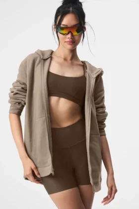 Felpa con cappuccio e zip integrale Renown - Gravel
