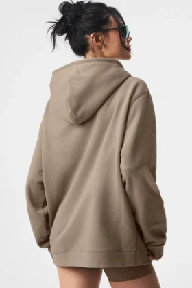 Felpa con cappuccio e zip integrale Renown – Gravel