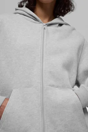Felpa con cappuccio e zip integrale Renown Heavy Weight – Grigio melange atletico