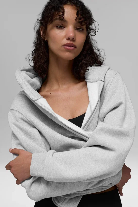 Felpa con cappuccio e zip integrale Renown Heavy Weight - Grigio melange atletico