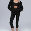 Felpa con cappuccio e zip integrale Renown in tessuto pesante - Nero