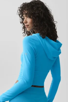 Felpa con cappuccio e zip integrale Sway – Blu azzurro