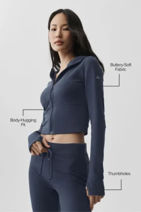 Felpa con cappuccio e zip integrale Sway – Blu navy